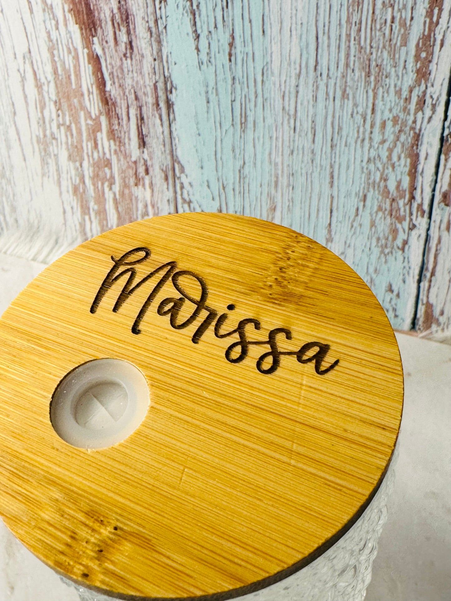 Glass tumbler with engraved name