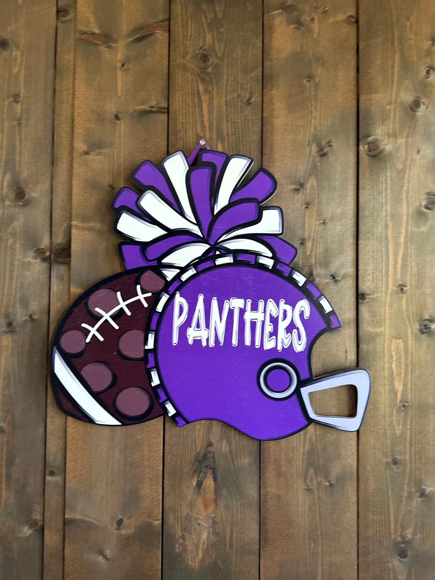Custom Football Helmet Door Hanger | UV Printed Personalized Team Door Sign | School Spirit Decor