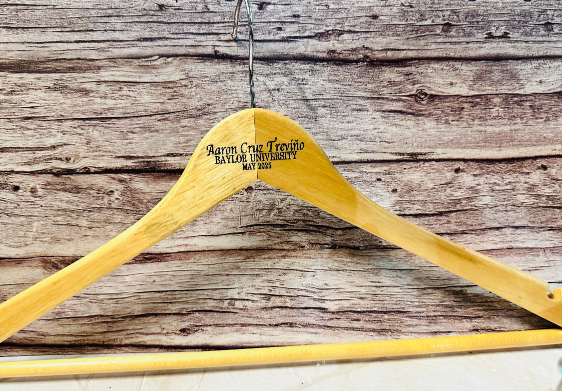 Custom wood engraved hanger