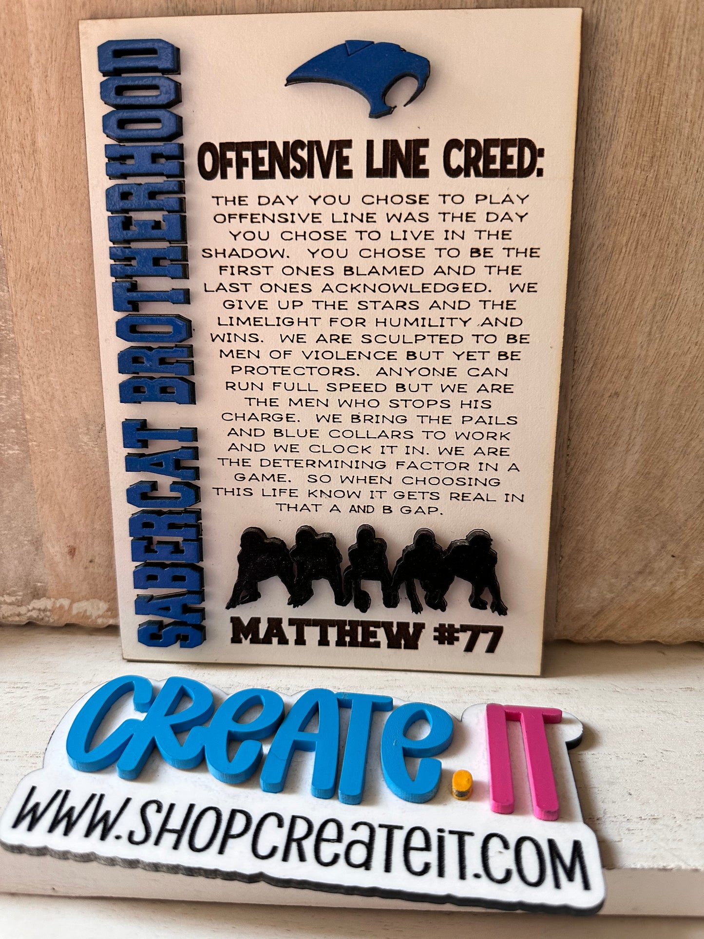 Offensive Line Creed sign