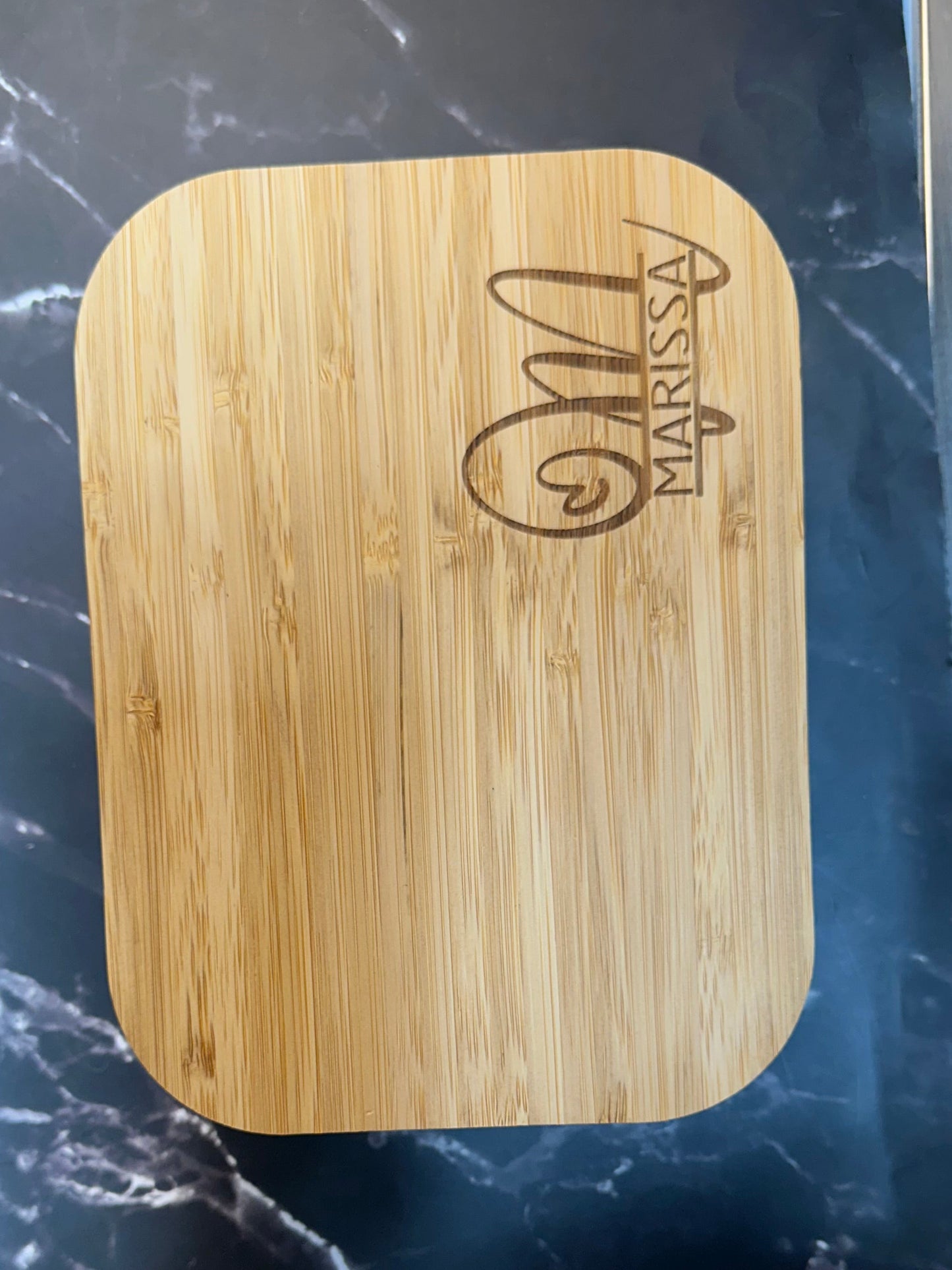 glass container with custom wood lid