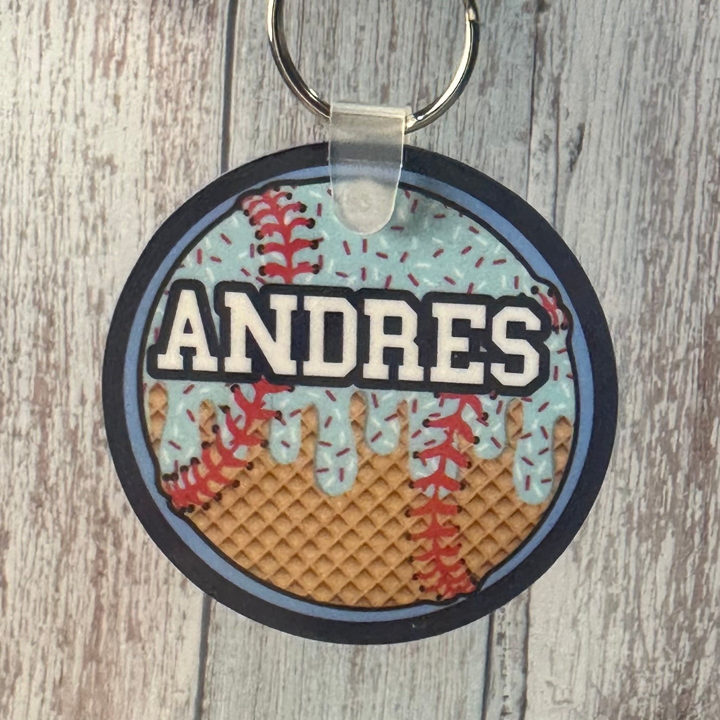 Baseball drip keychain