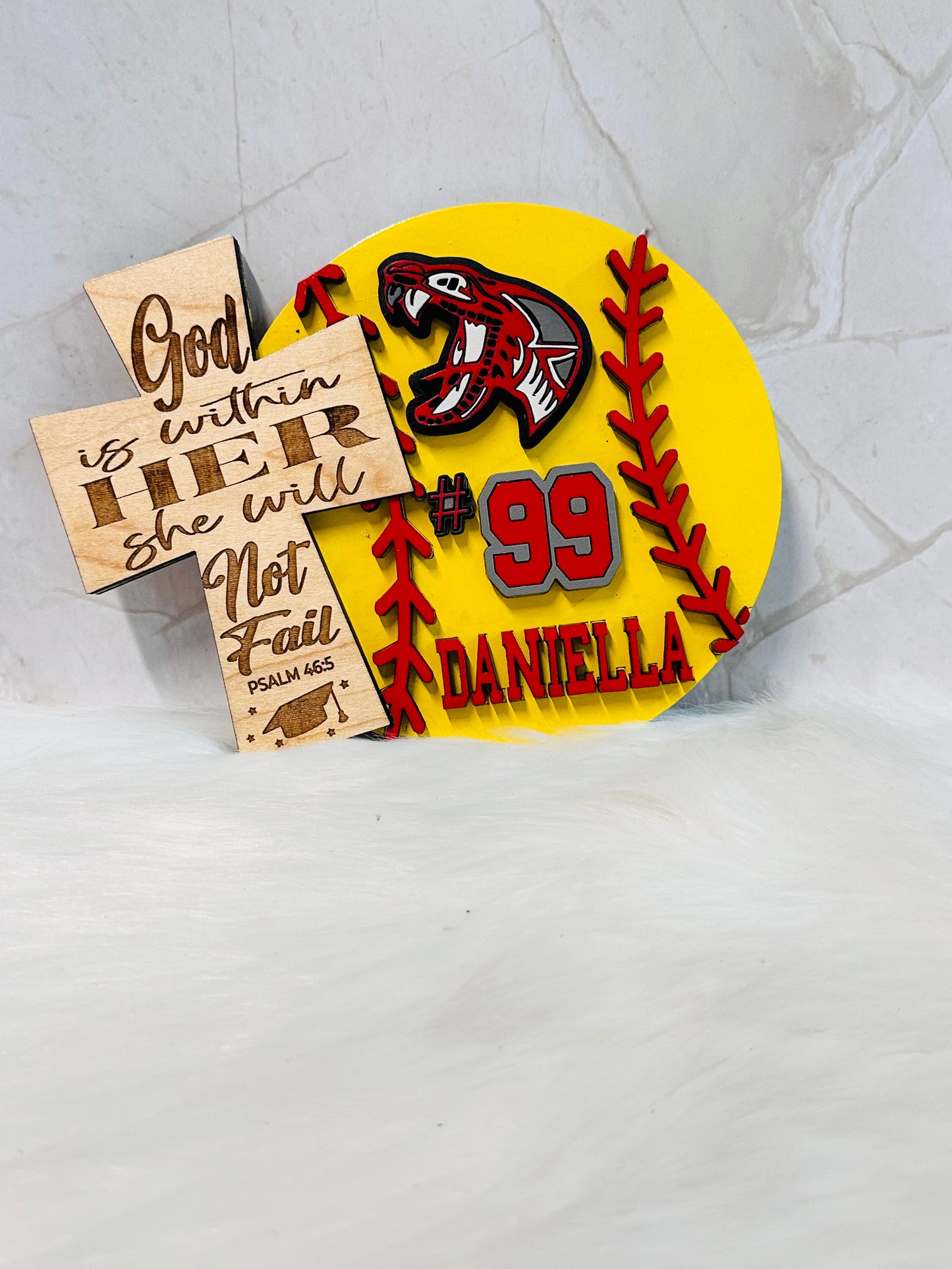 Softball round wood sign