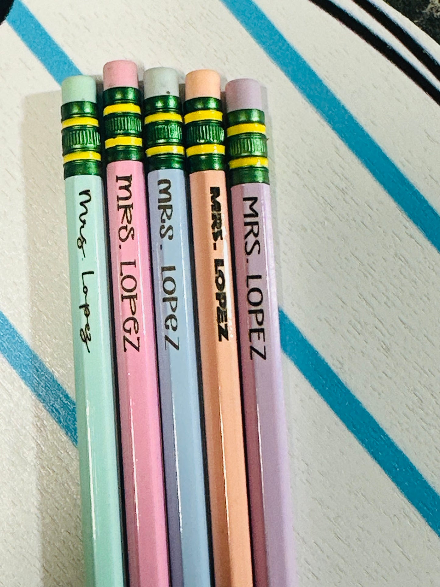 Personalized Engraved Pencils | Custom Name Pencils for School | Yellow or Pastel Colors