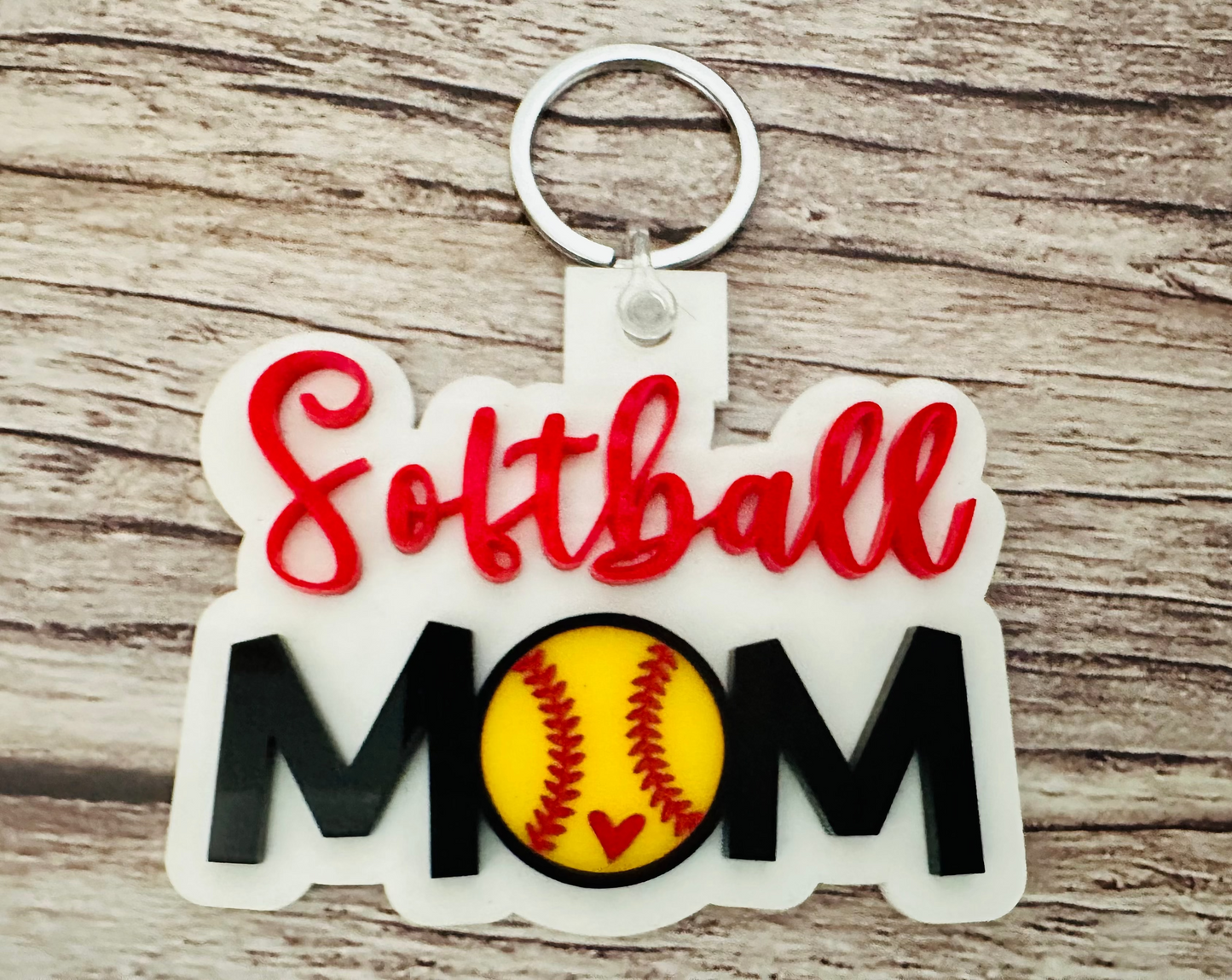 Acrylic softball mom Keychain – Perfect Game Day Accessory!**