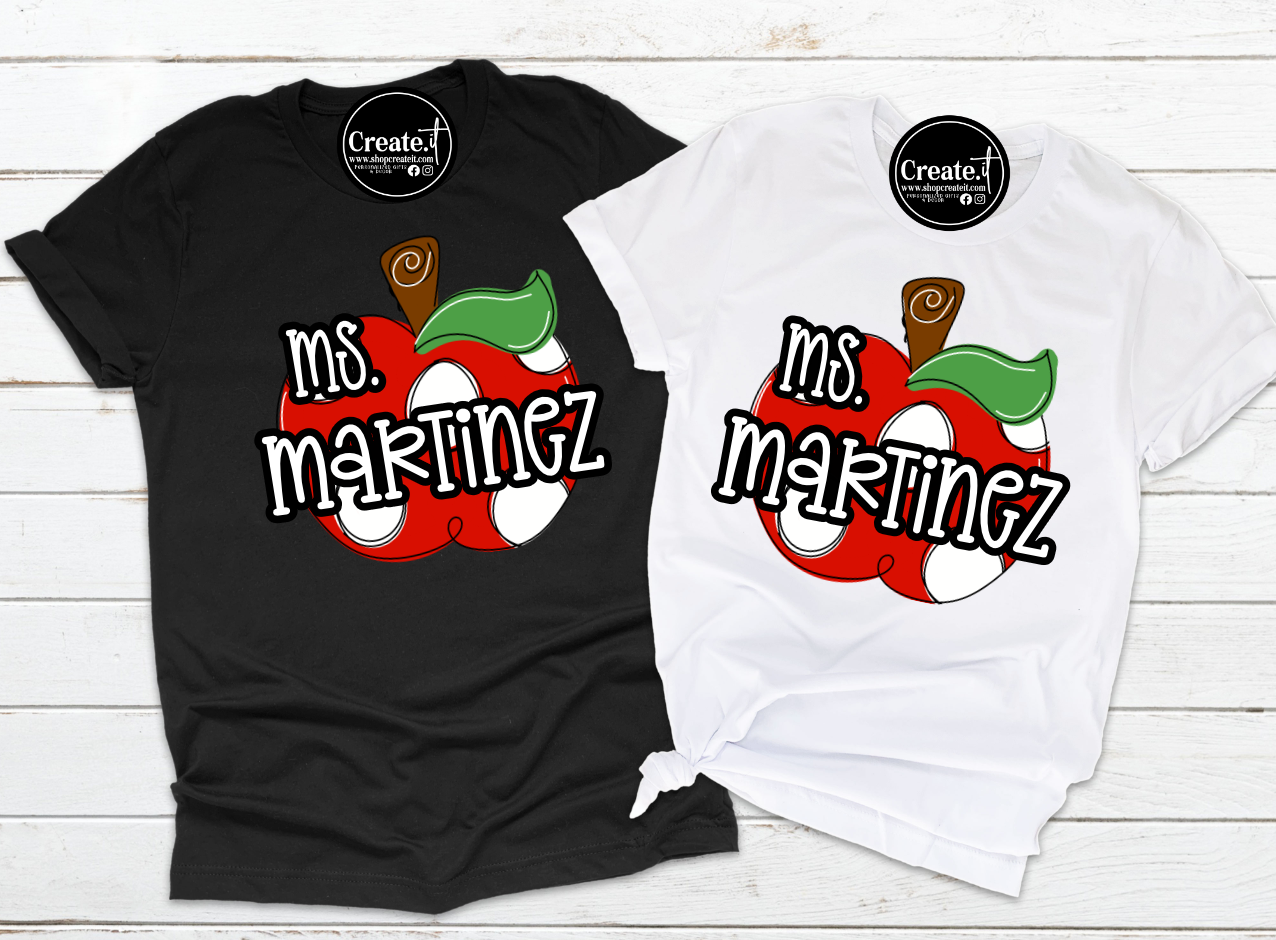 Personalized Red Apple Teacher Shirts | Custom Back-to-School & School Spirit T-Shirts | Create.It