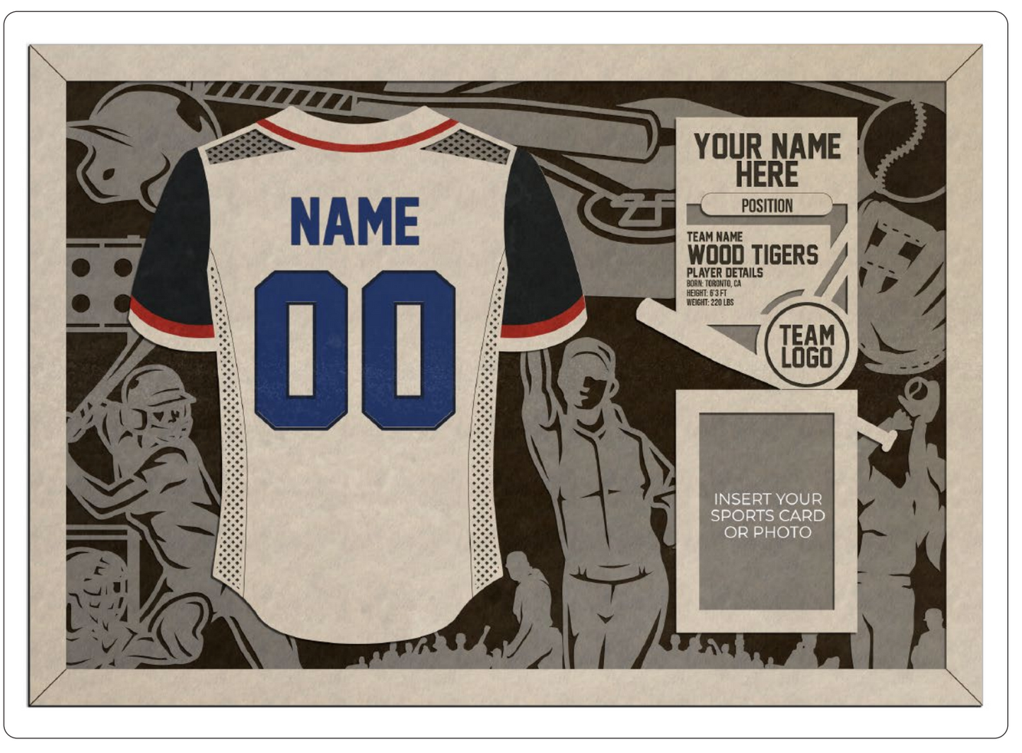 Softball frame nameplate and photo