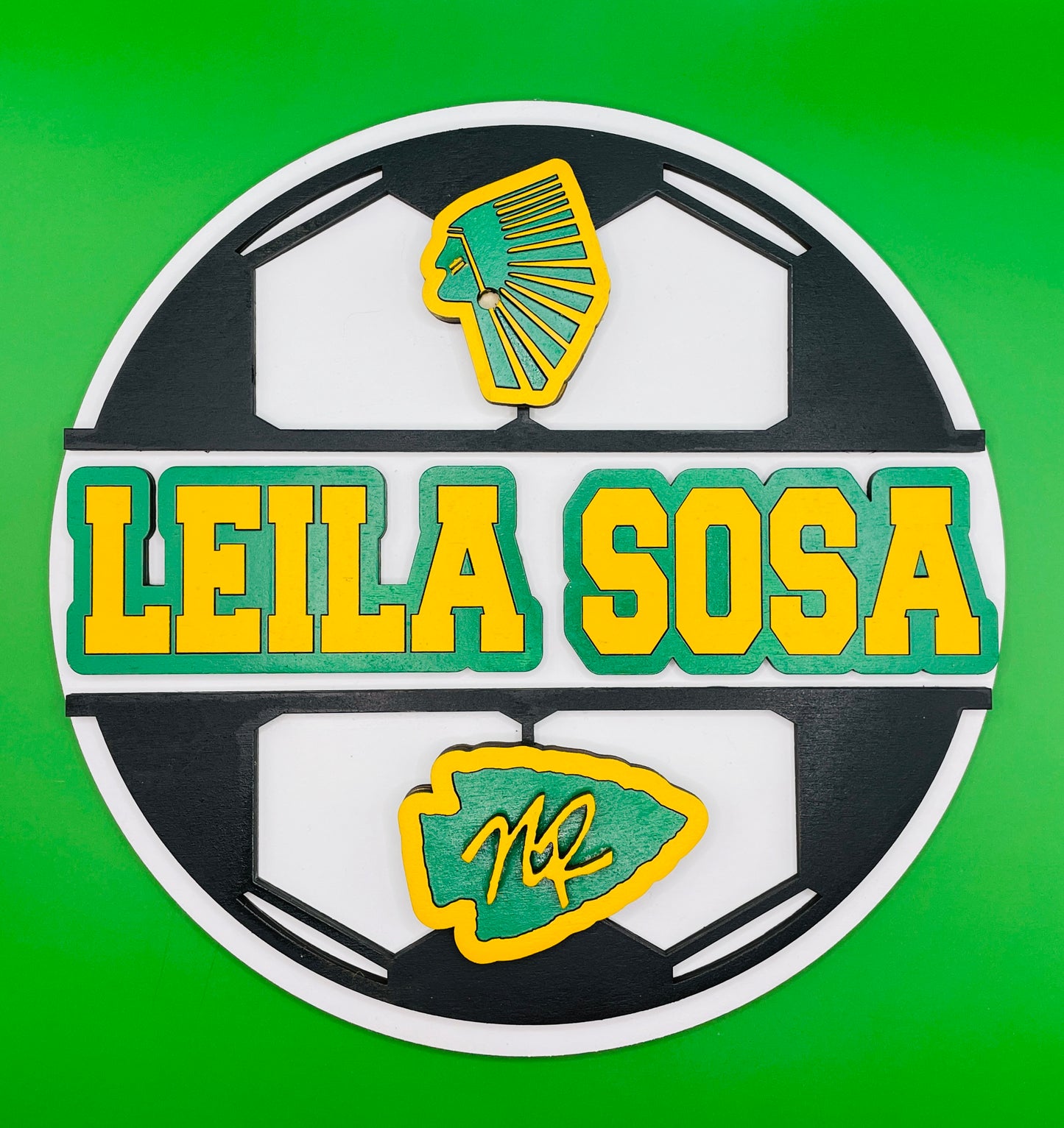 Soccer round wood sign