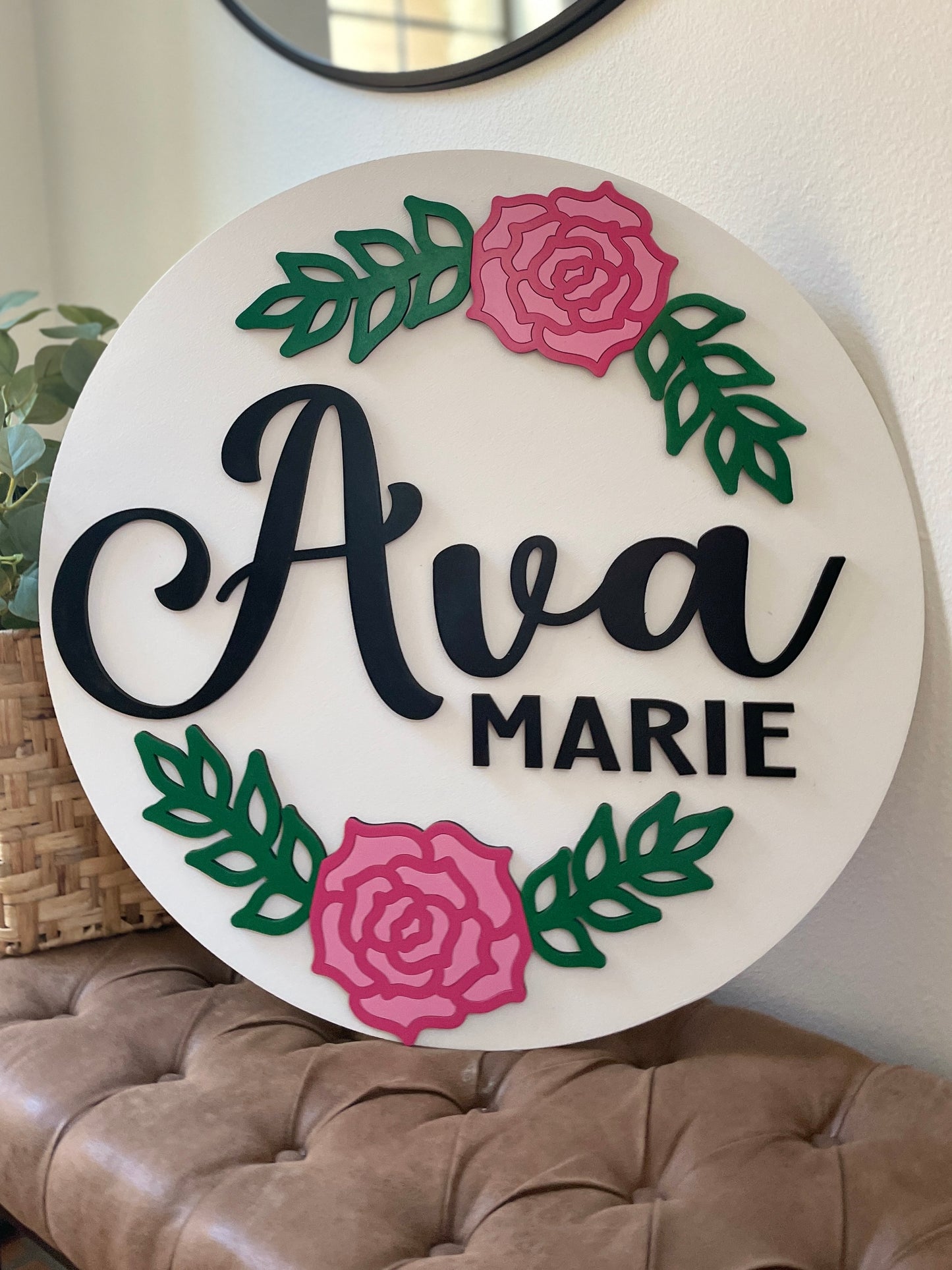 18” or 24" Floral Baby Wood Round Sign
