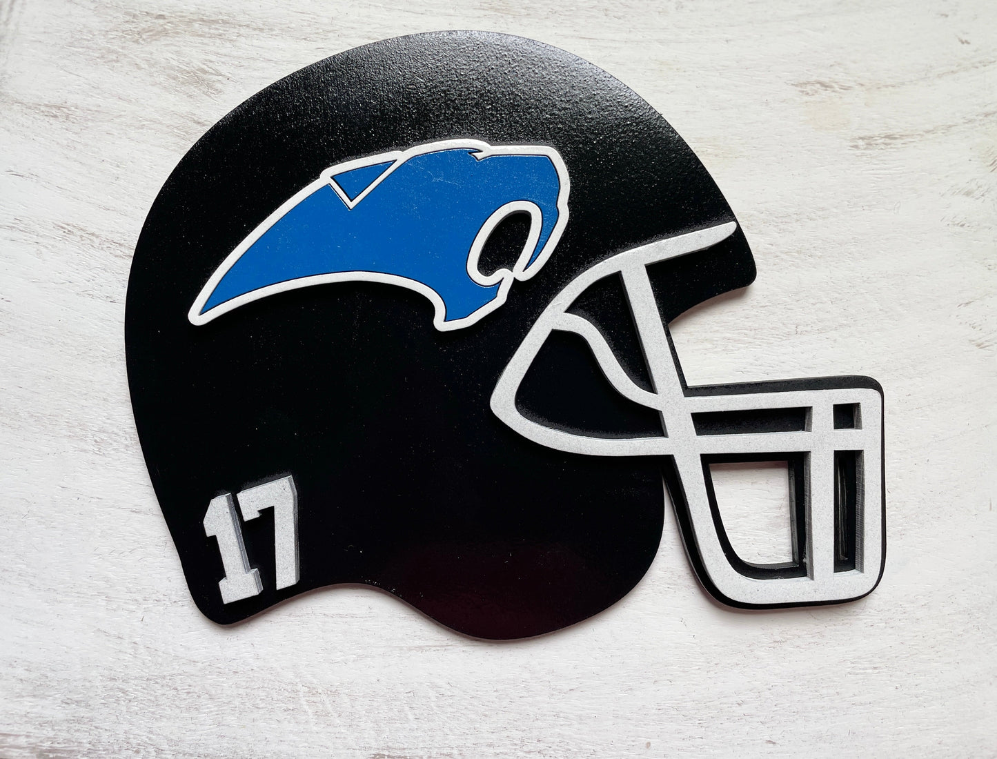 Football helmet- number and mascot