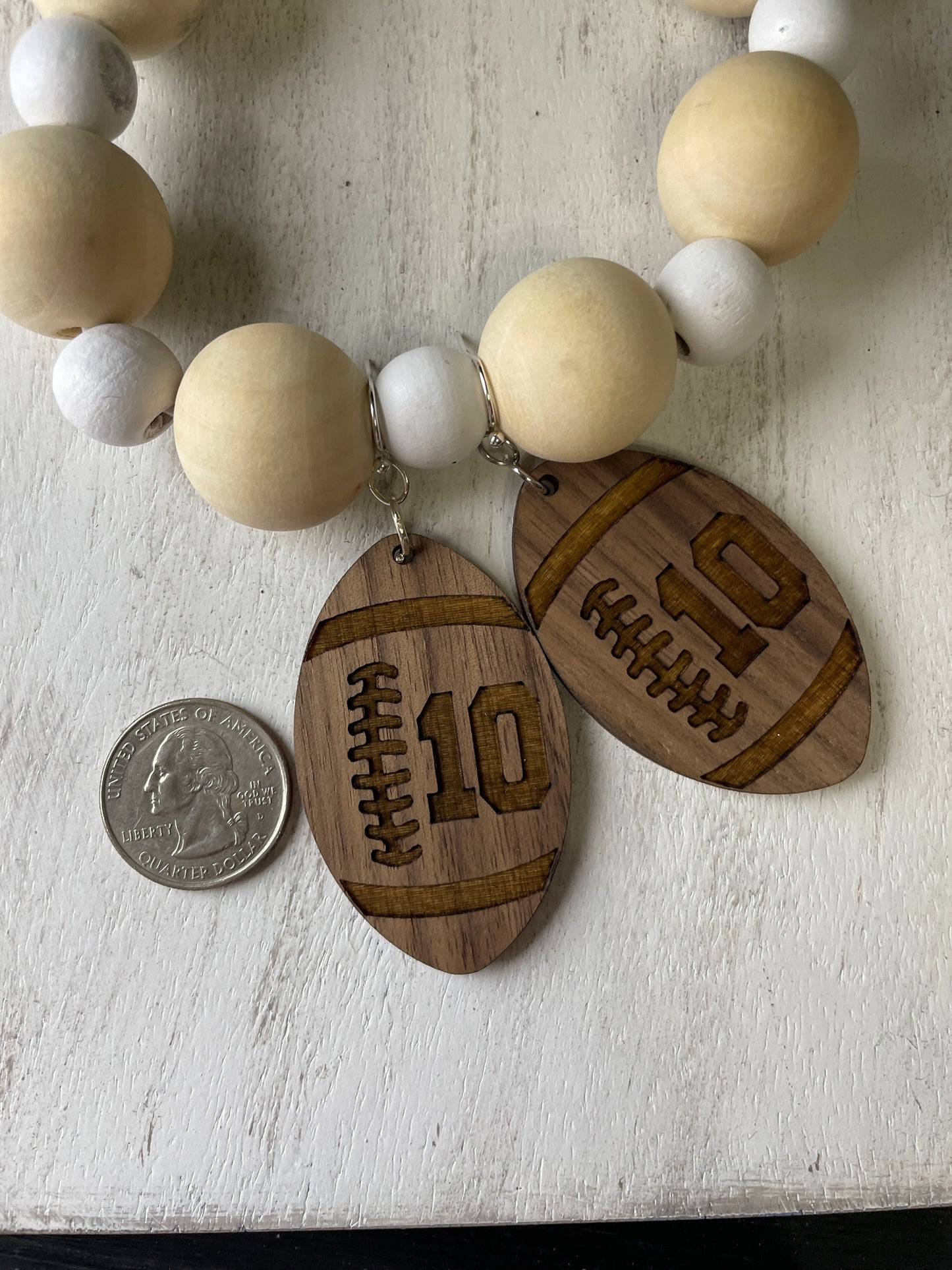 Football wood earrings