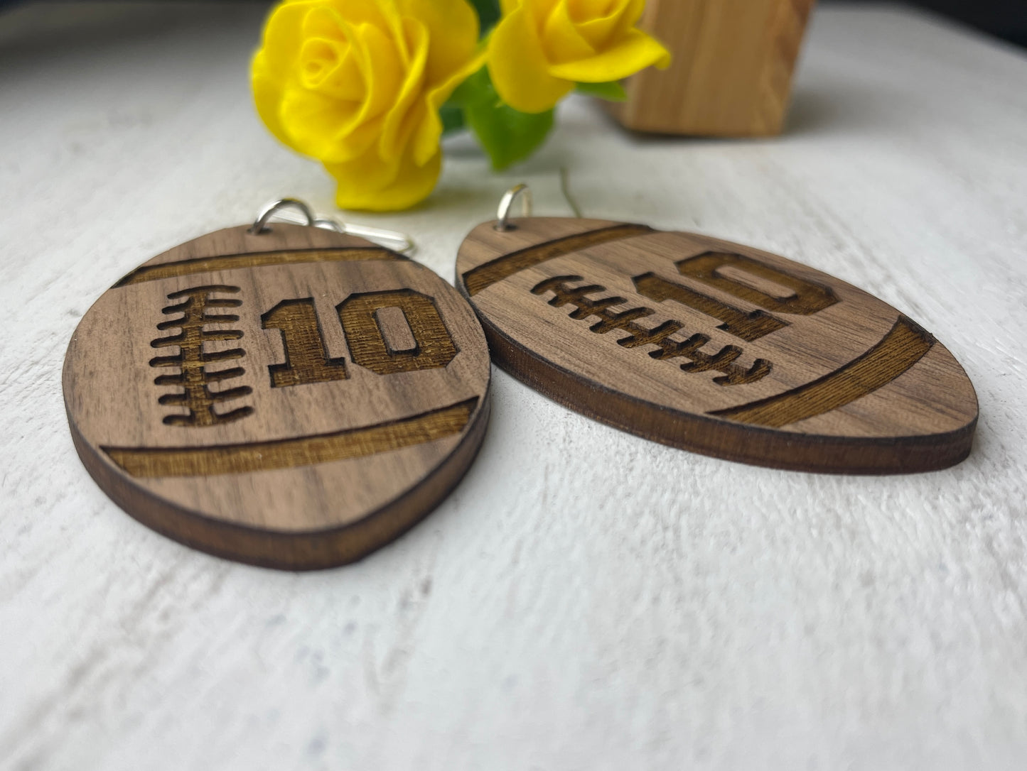 Football wood earrings