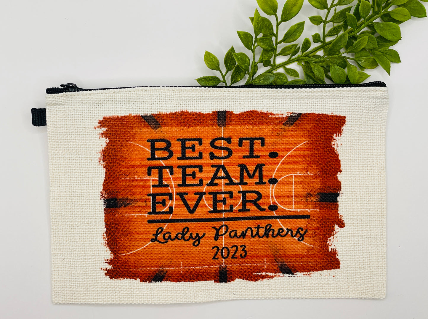 Basketball- Linen Zippered Bag