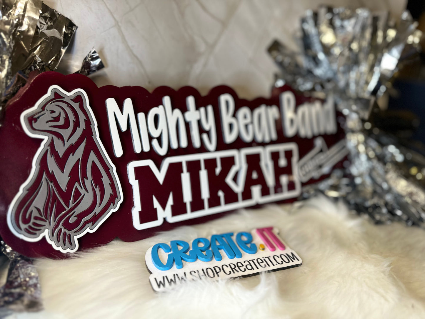 CUSTOM Spirit stick name and team 17" wide