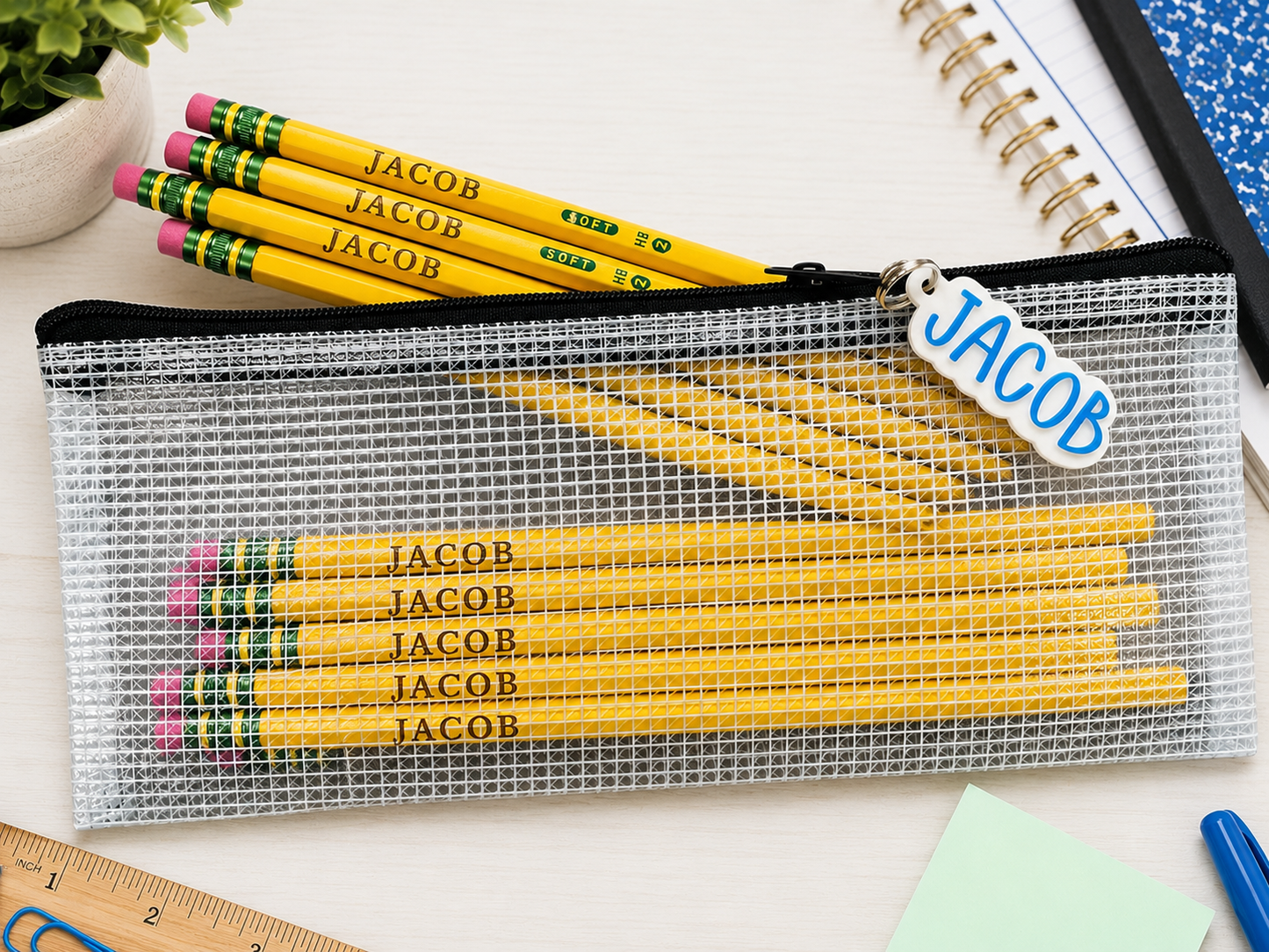 Personalized Engraved Pencils | Custom Name Pencils for School | Yellow or Pastel Colors