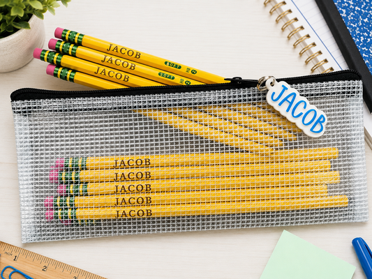 Personalized Engraved Pencils | Custom Name Pencils for School | Yellow or Pastel Colors