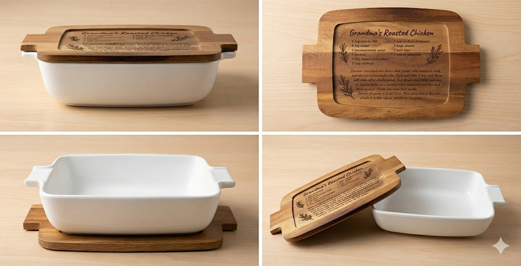 Oven to Table Serveware Dish with Acacia Lid