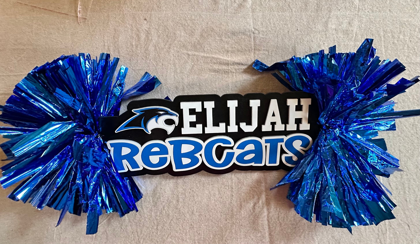 CUSTOM Spirit stick name and team 17" wide
