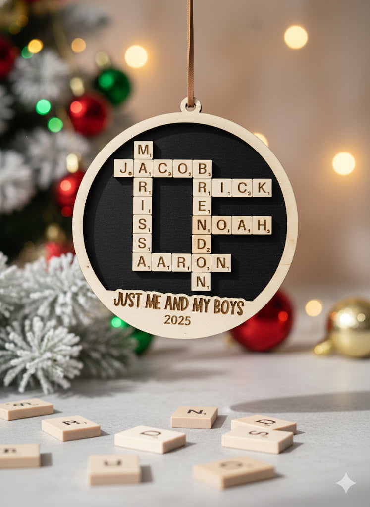 name tiles ornament
