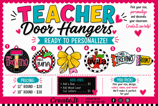 Custom Teacher Door Hangers| Personalized Classroom Door Signs | Create.It