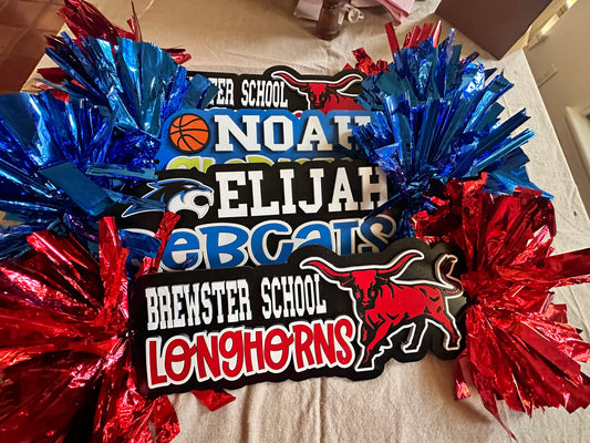 CUSTOM Spirit stick name and team 17" wide
