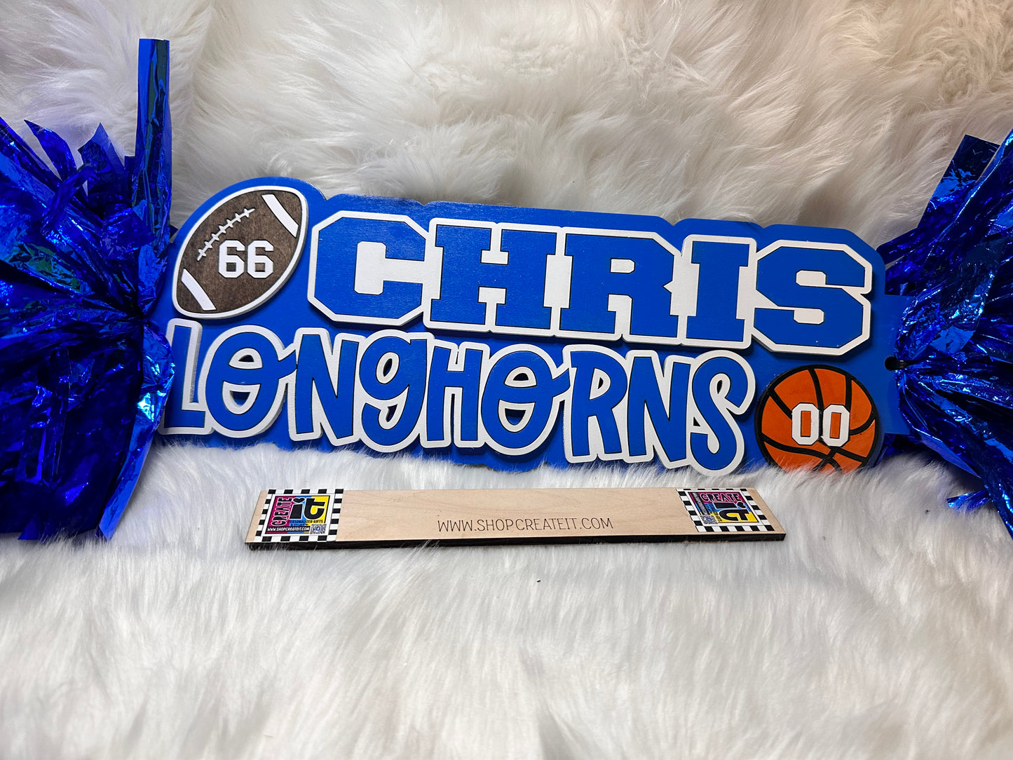 CUSTOM Spirit stick name and team 17" wide