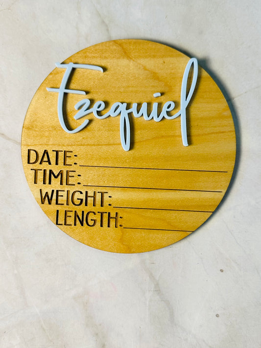 Baby announcement Sign with  3Dname