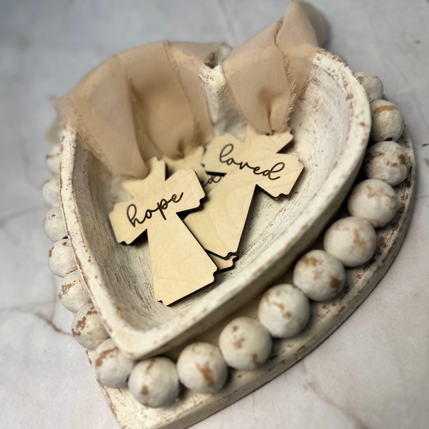 Handcrafted Wooden Crosses - Engraved with "Blessed," "Hope," and "Loved" | Perfect Gift & Home Decor
