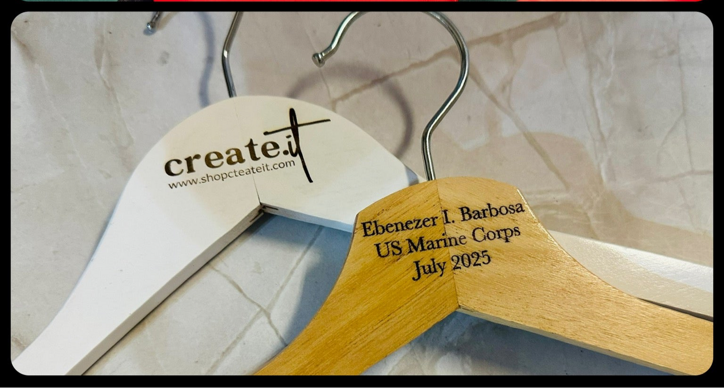 Custom wood engraved hanger