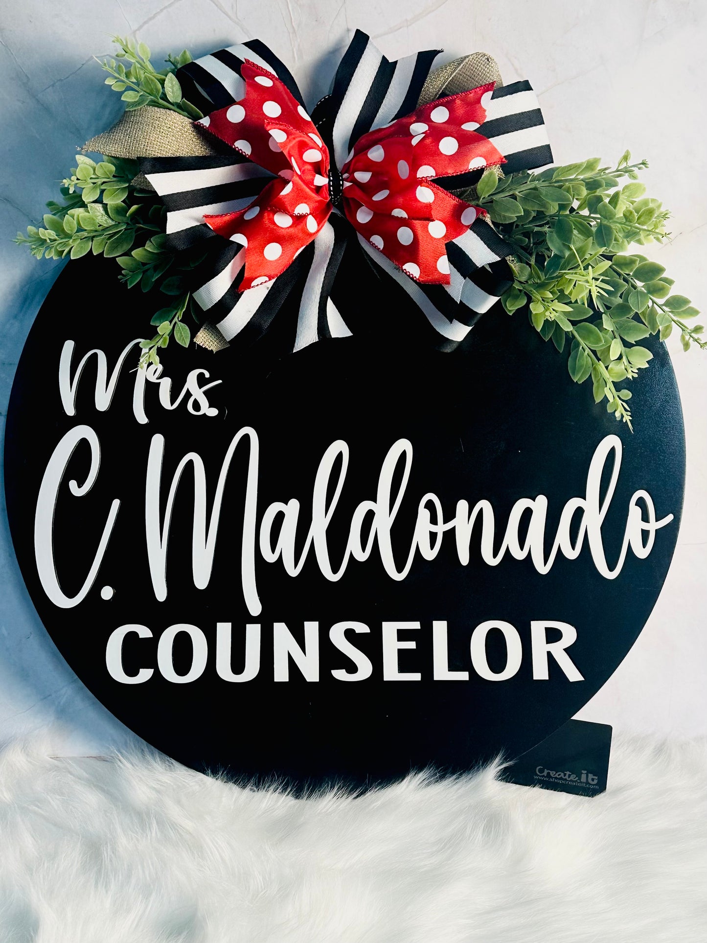 Custom Name  Round sign counselor