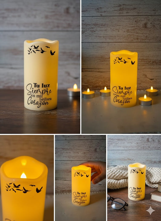 Flameless personalized candle