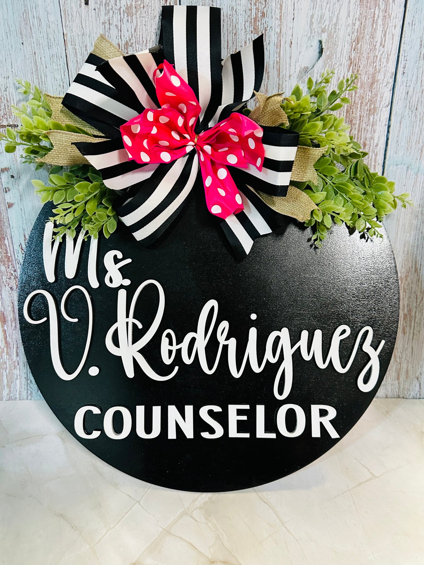 Custom Name  Round sign counselor