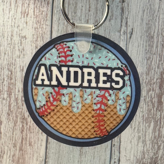 Baseball drip keychain