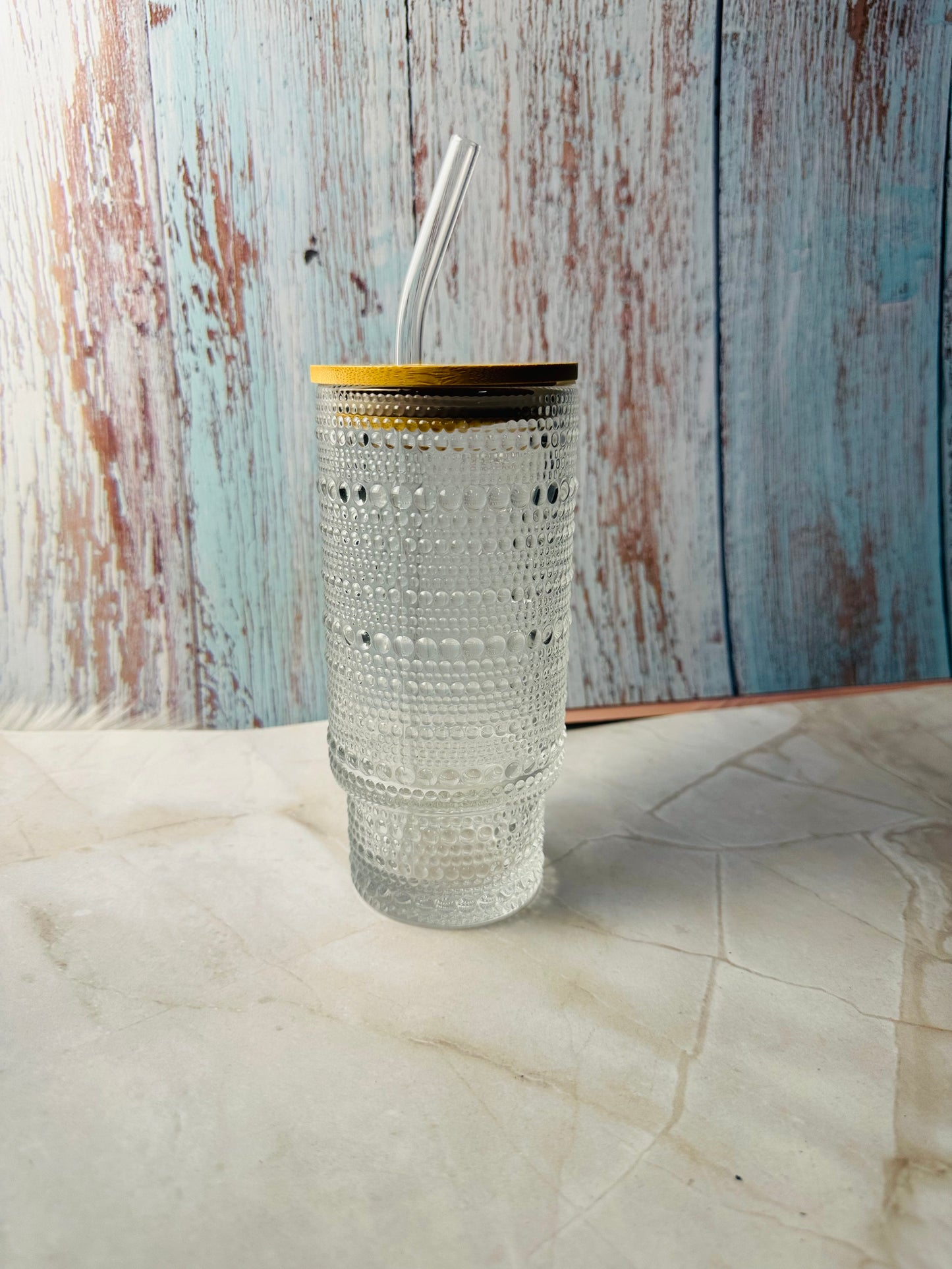 Glass tumbler with engraved name