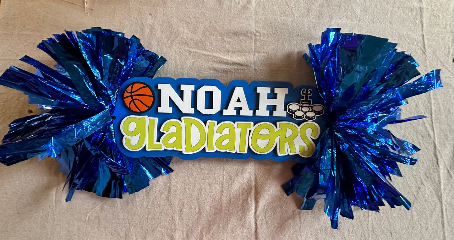 CUSTOM Spirit stick name and team 17" wide