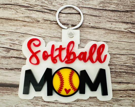 Acrylic  softball mom Keychain – Perfect Game Day Accessory!**