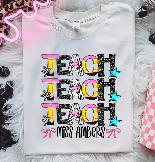 Stacked teach shirt w/ name