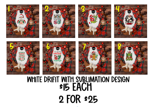 Six Seven Christmas Sublimation shirt options