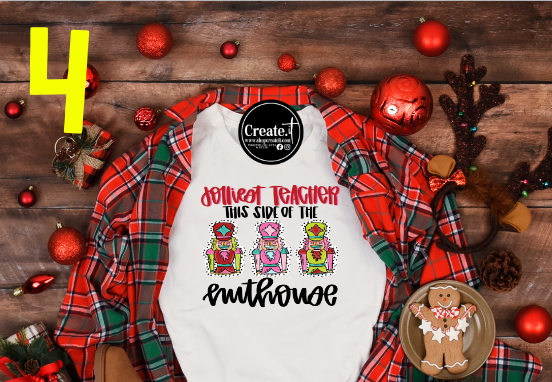 Teacher Christmas Sublimation shirt options