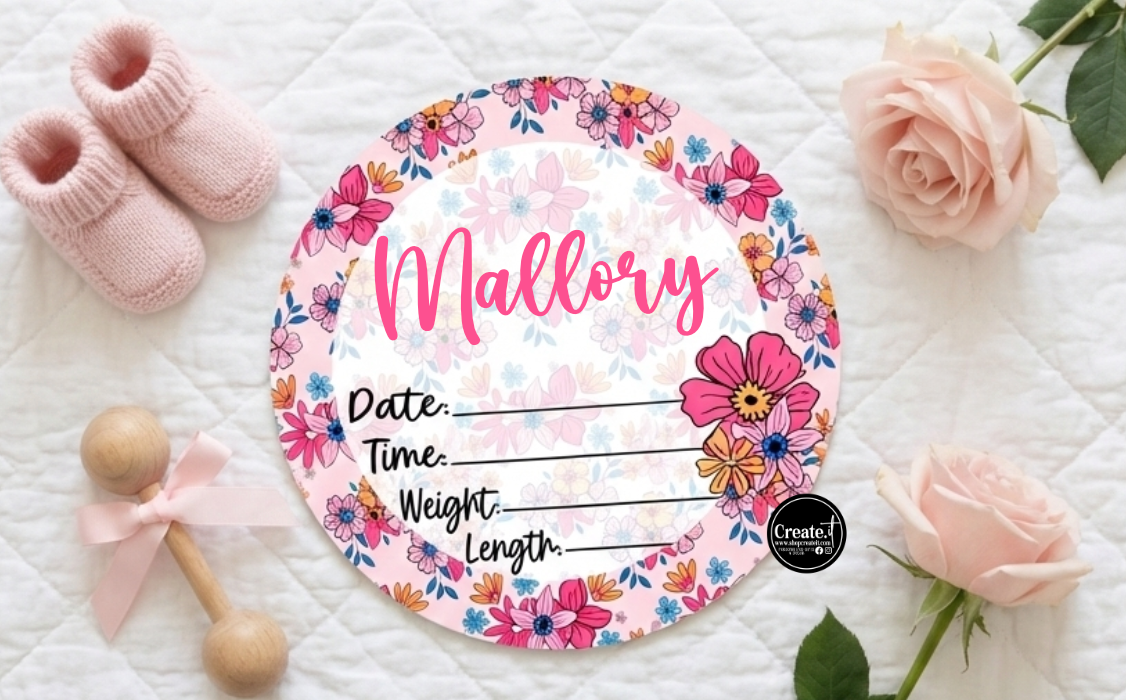 Floral baby announcement