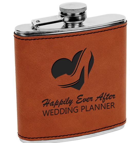 6 oz. Rawhide Laserable Leatherette Stainless Steel Flask
