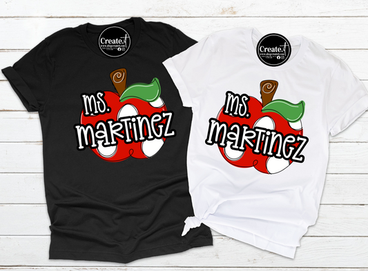 Personalized Red Apple Teacher Shirts | Custom Back-to-School & School Spirit T-Shirts | Create.It