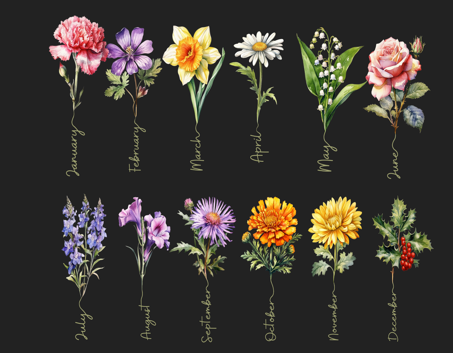 Custom Birth Flower Gift - Canvas, bag or shirt