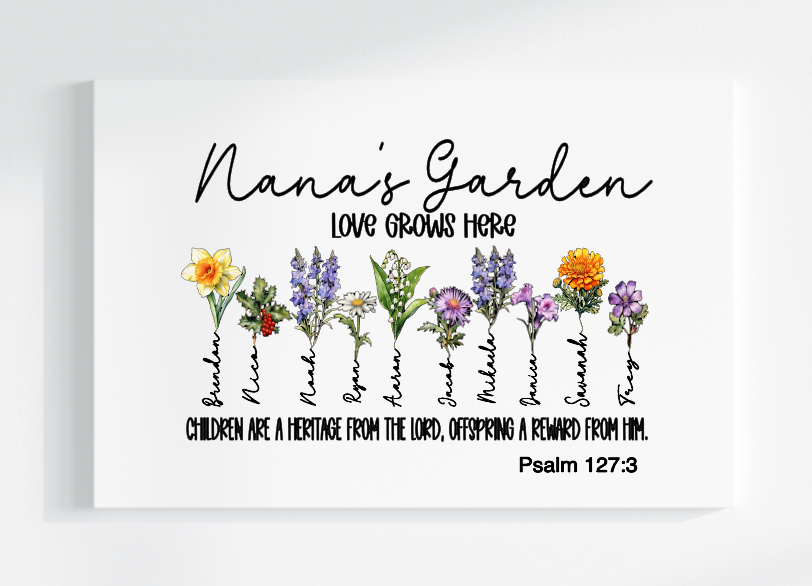 Custom Birth Flower Gift - Canvas, bag or shirt