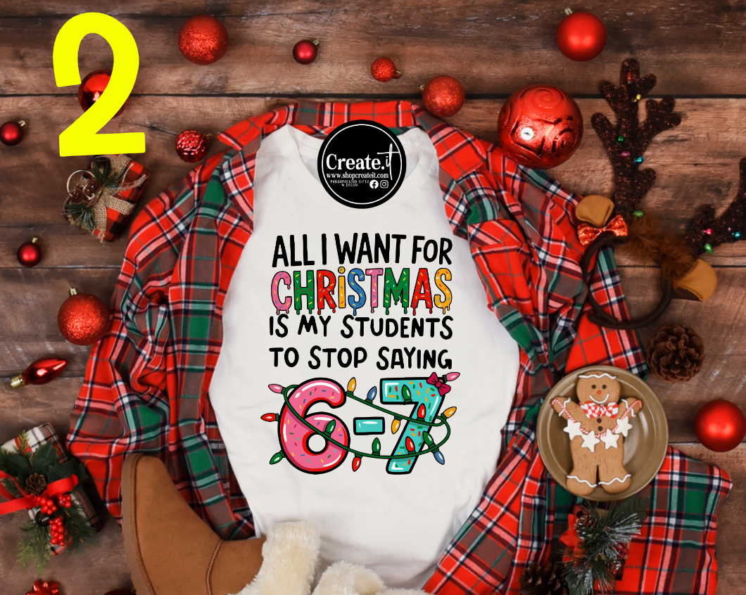 Six Seven Christmas Sublimation shirt options