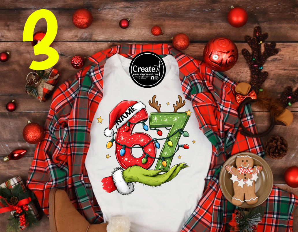 Six Seven Christmas Sublimation shirt options