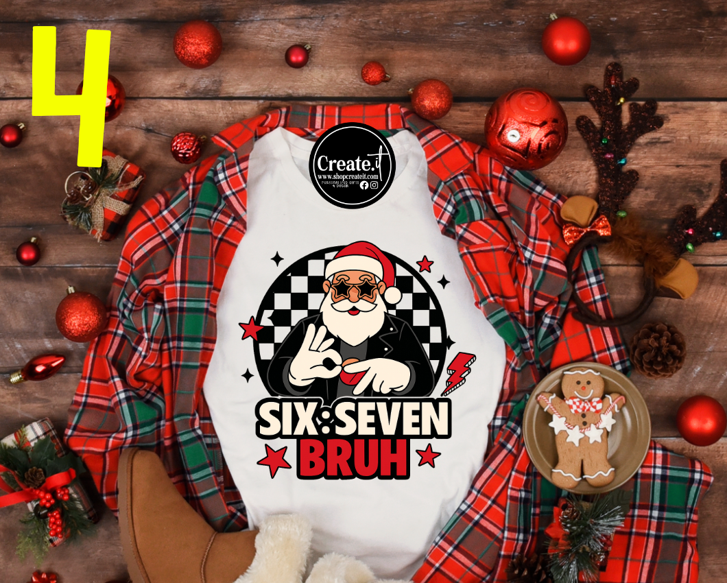 Six Seven Christmas Sublimation shirt options
