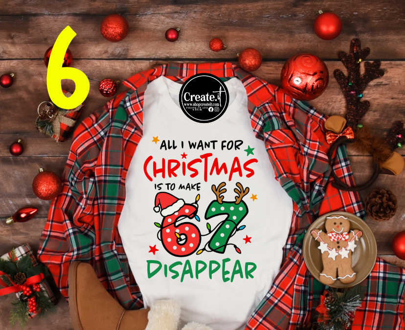 Six Seven Christmas Sublimation shirt options