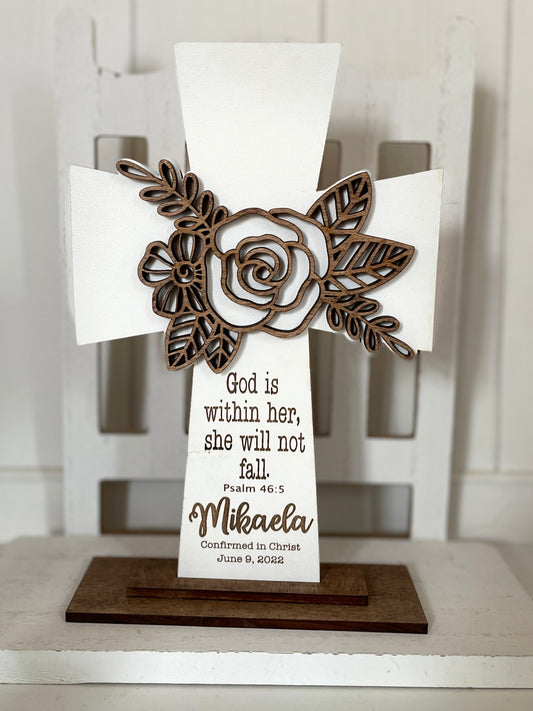 Cross with flower