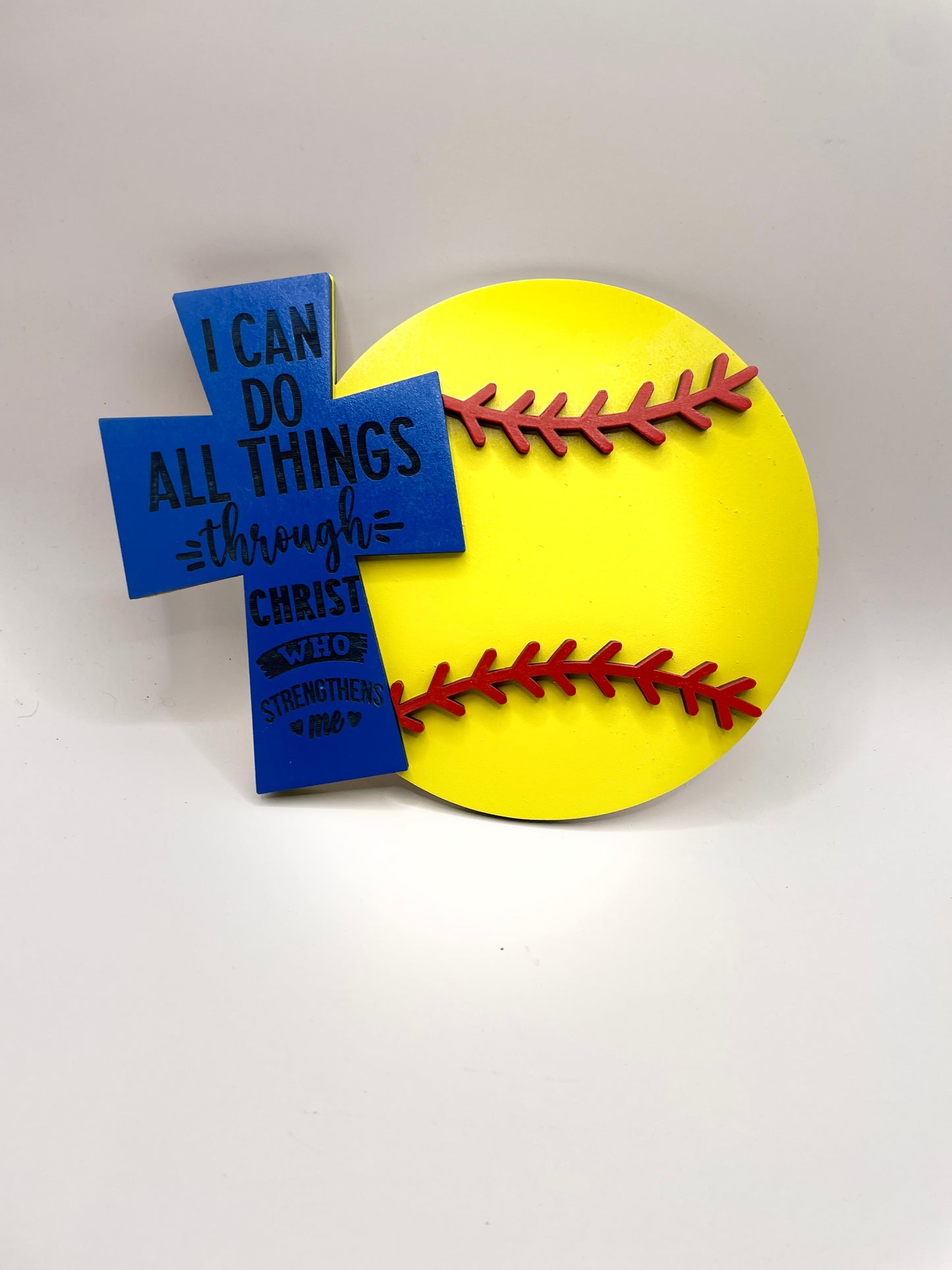 Softball round wood sign